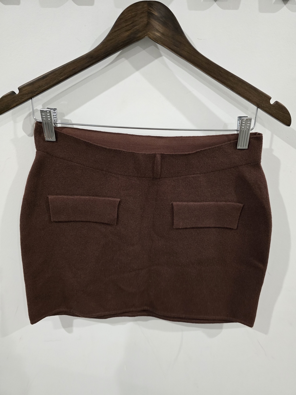 Urban Outfitters Brown Knit Mini Skirt with Flap Pockets